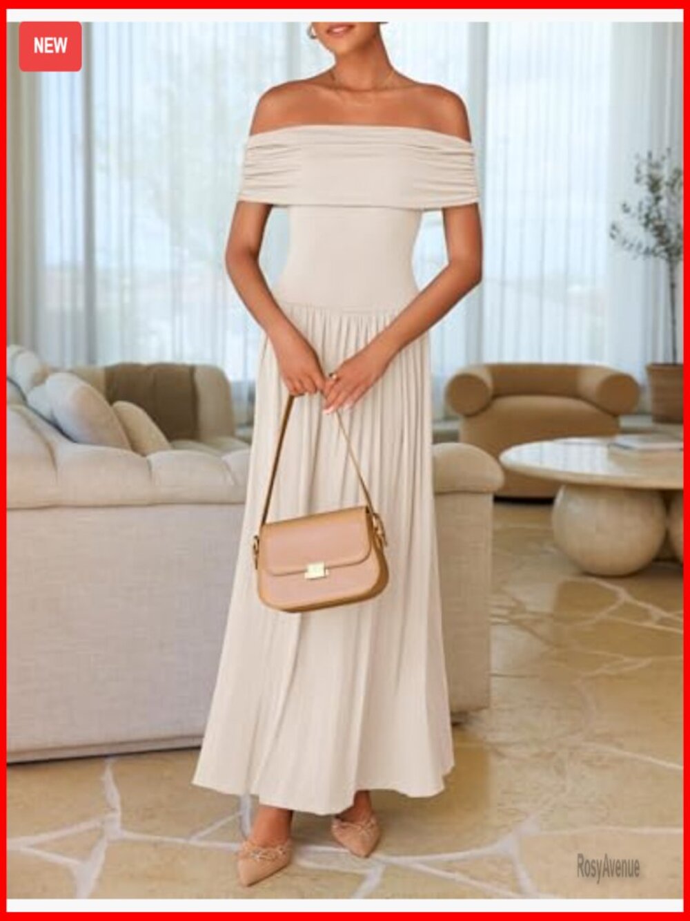 Sleeveless Off Shoulder Maxi Dress Slim Fit Swing Pleated Formal Casual - Picture 3 of 7